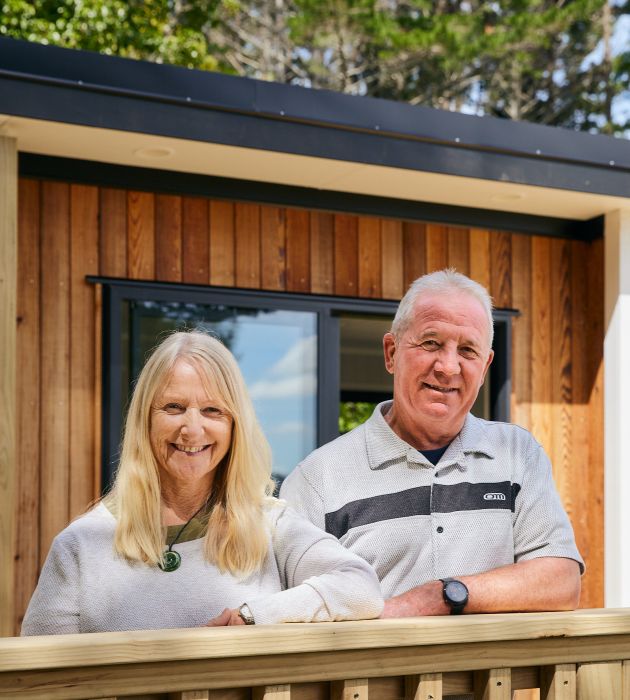 Josie and Roy in front of their Premium Tiny Home